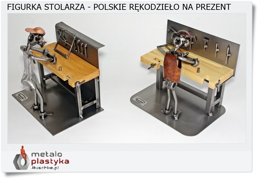 Ręcznie robiona figurka z metalu dla stolarza na prezent